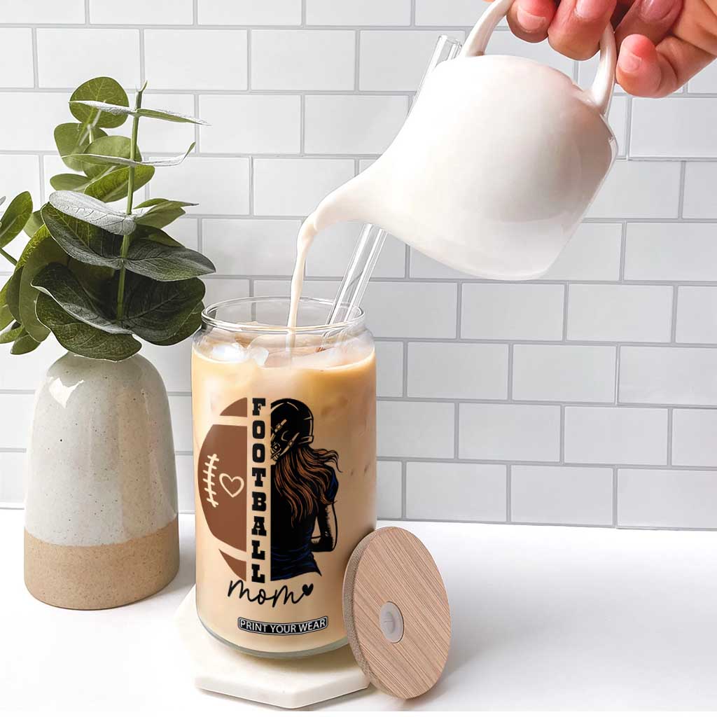 Proud Football Mom Glass Can Game Day Supporter Gift TS12 Print Your Wear