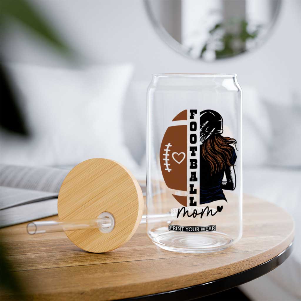 Proud Football Mom Glass Can Game Day Supporter Gift TS12 Print Your Wear