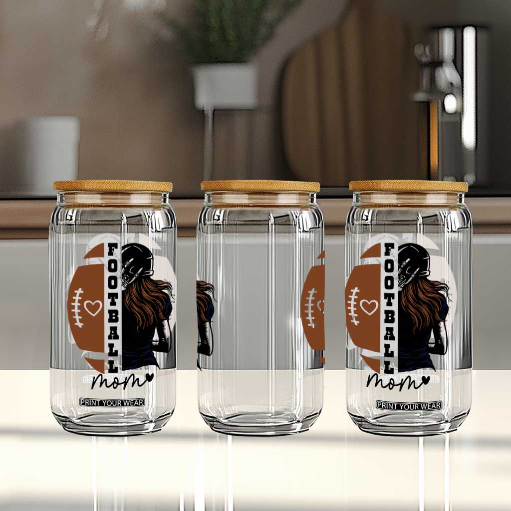Proud Football Mom Glass Can Game Day Supporter Gift TS12 Print Your Wear