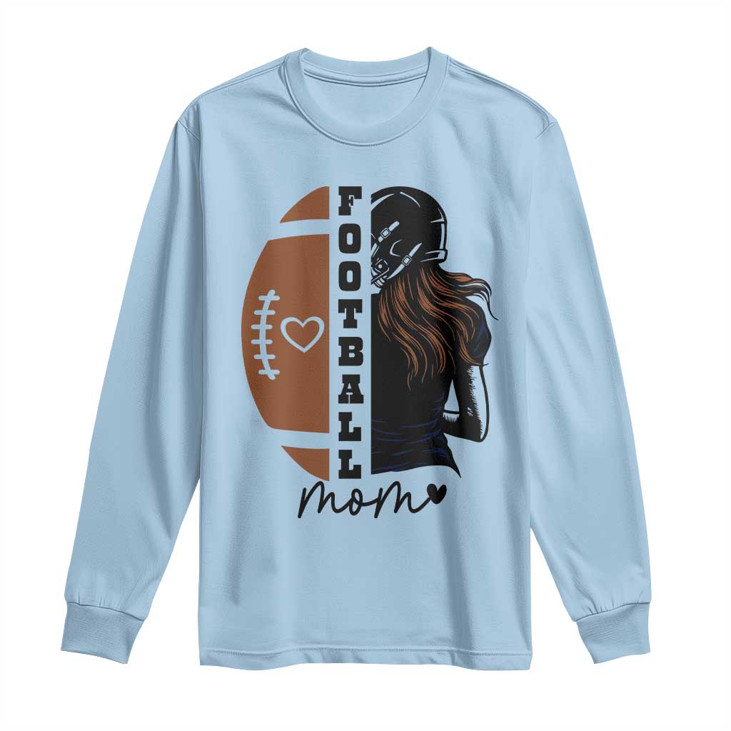 Proud Football Mom Long Sleeve Shirt Game Day Supporter Gift TS12 Light Blue Print Your Wear