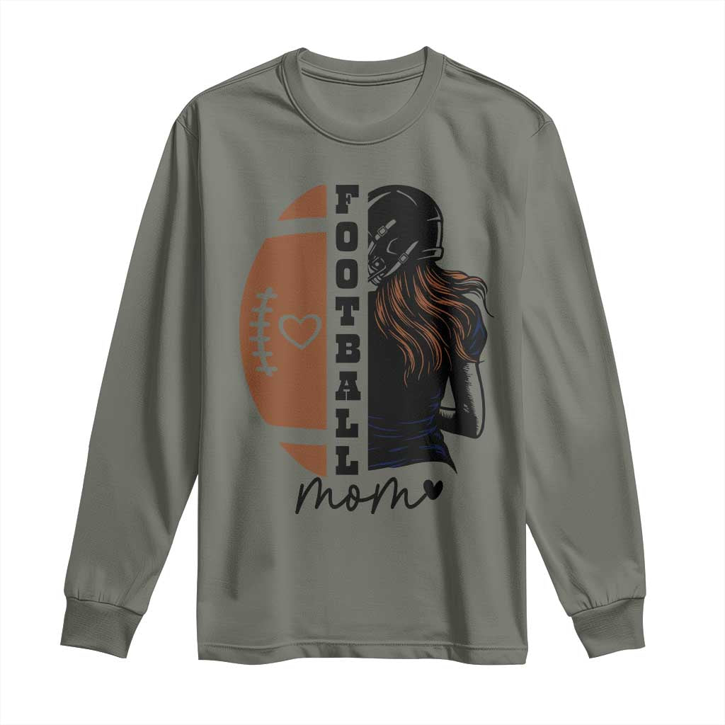 Proud Football Mom Long Sleeve Shirt Game Day Supporter Gift TS12 Military Green Print Your Wear