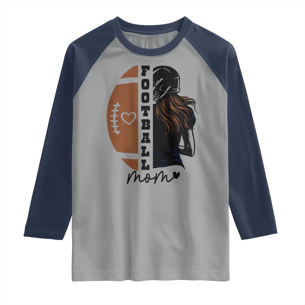 Proud Football Mom Raglan Shirt Game Day Supporter Gift TS12 Sport Gray Navy Print Your Wear