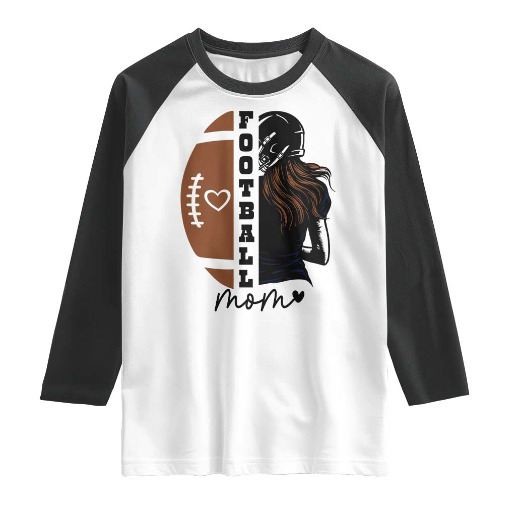 Proud Football Mom Raglan Shirt Game Day Supporter Gift TS12 White Black Print Your Wear