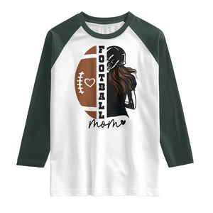 Proud Football Mom Raglan Shirt Game Day Supporter Gift TS12 White Dark Forest Green Print Your Wear
