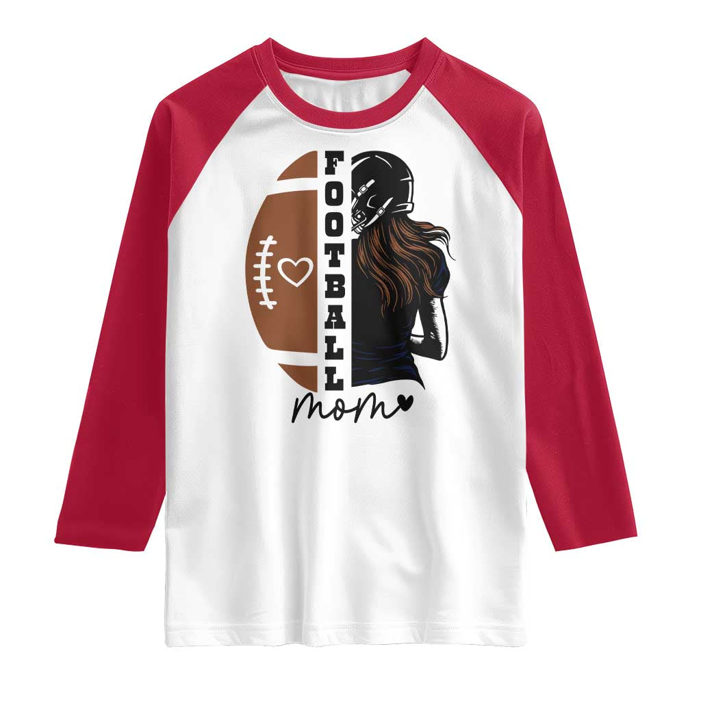 Proud Football Mom Raglan Shirt Game Day Supporter Gift TS12 White Red Print Your Wear