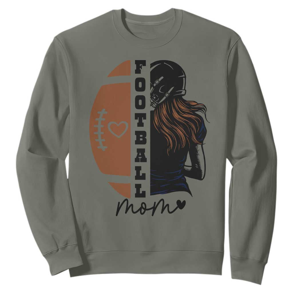 Proud Football Mom Sweatshirt Game Day Supporter Gift TS12 Military Green Print Your Wear