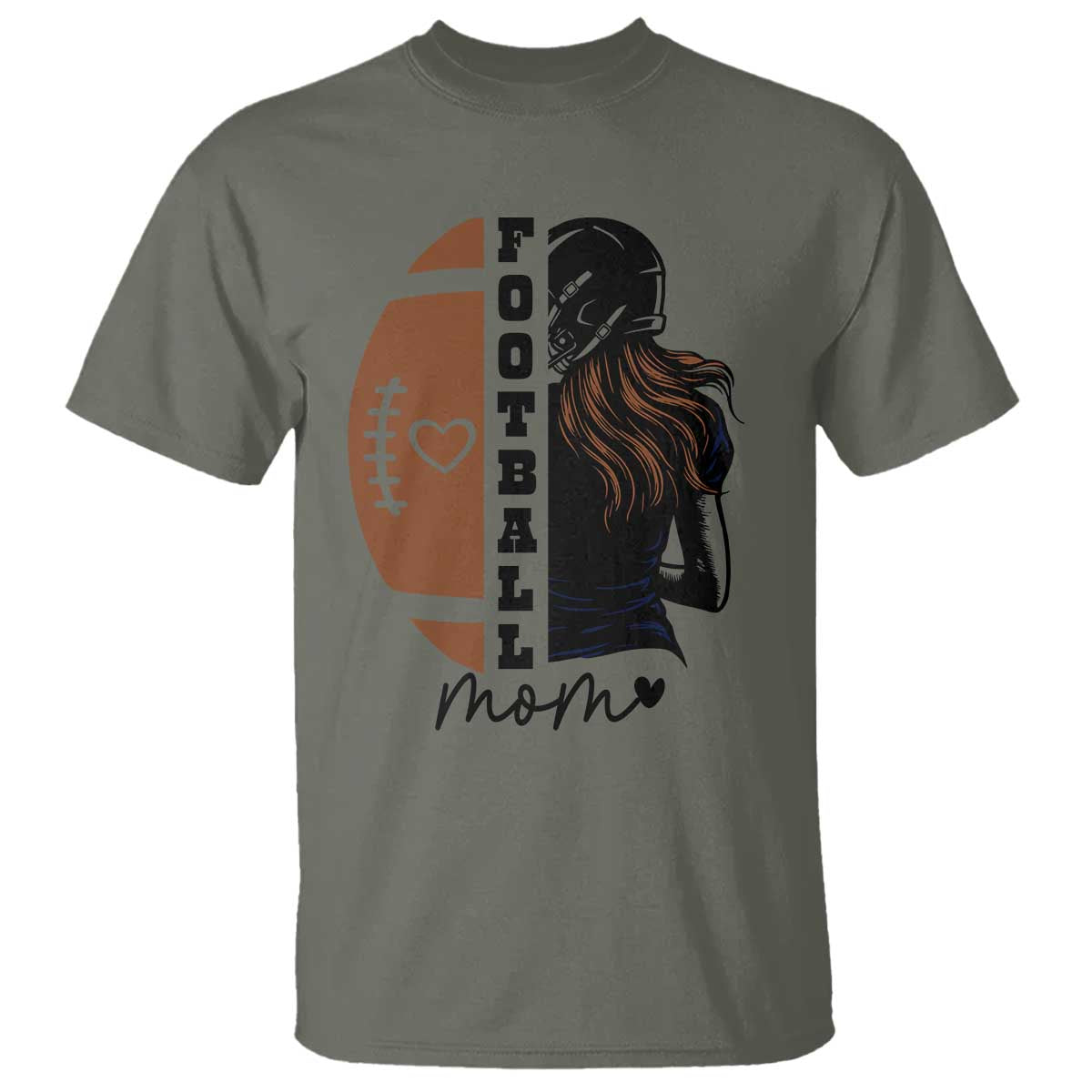 Proud Football Mom T Shirt Game Day Supporter Gift TS12 Military Green Print Your Wear