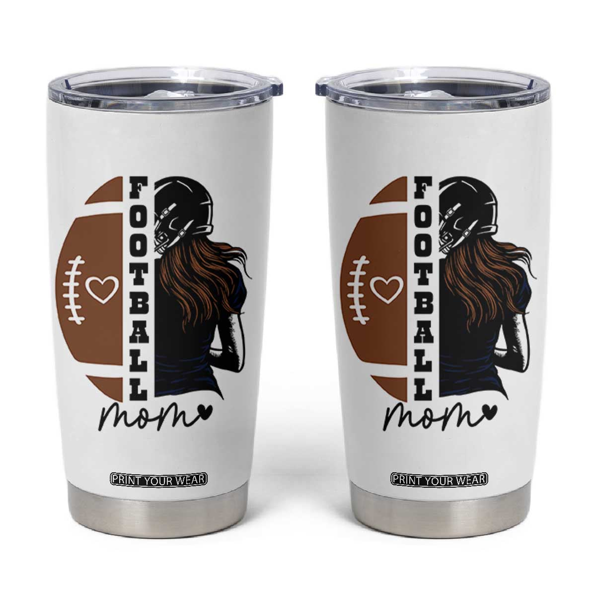 Proud Football Mom Tumbler Cup Game Day Supporter Gift TS12 White Print Your Wear
