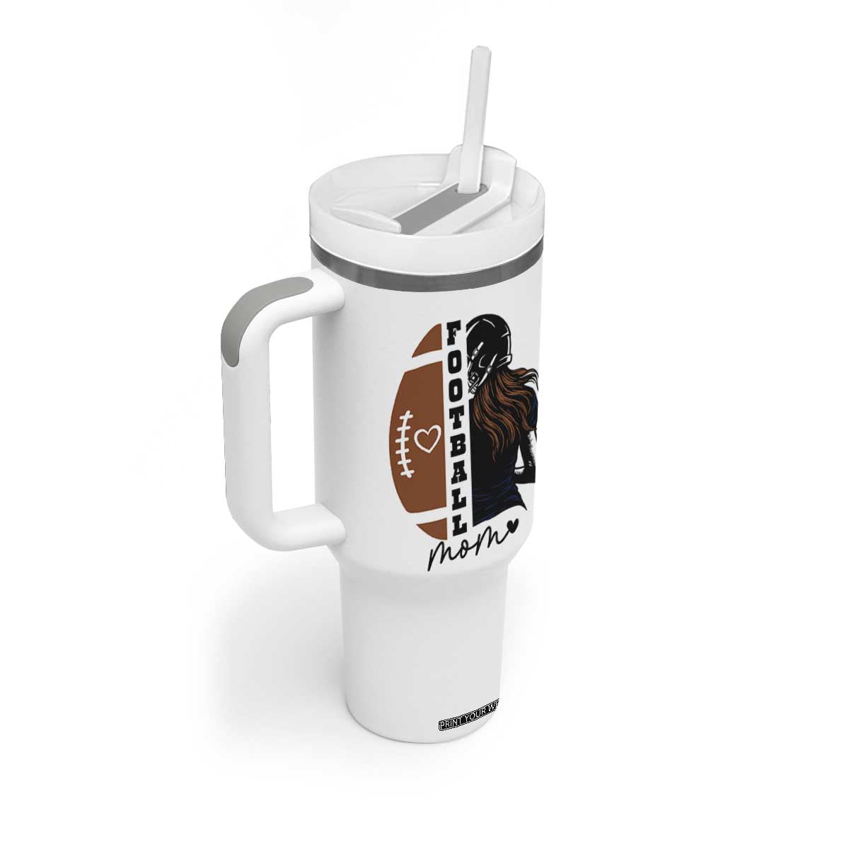 Proud Football Mom Tumbler With Handle Game Day Supporter Gift TS12 Print Your Wear