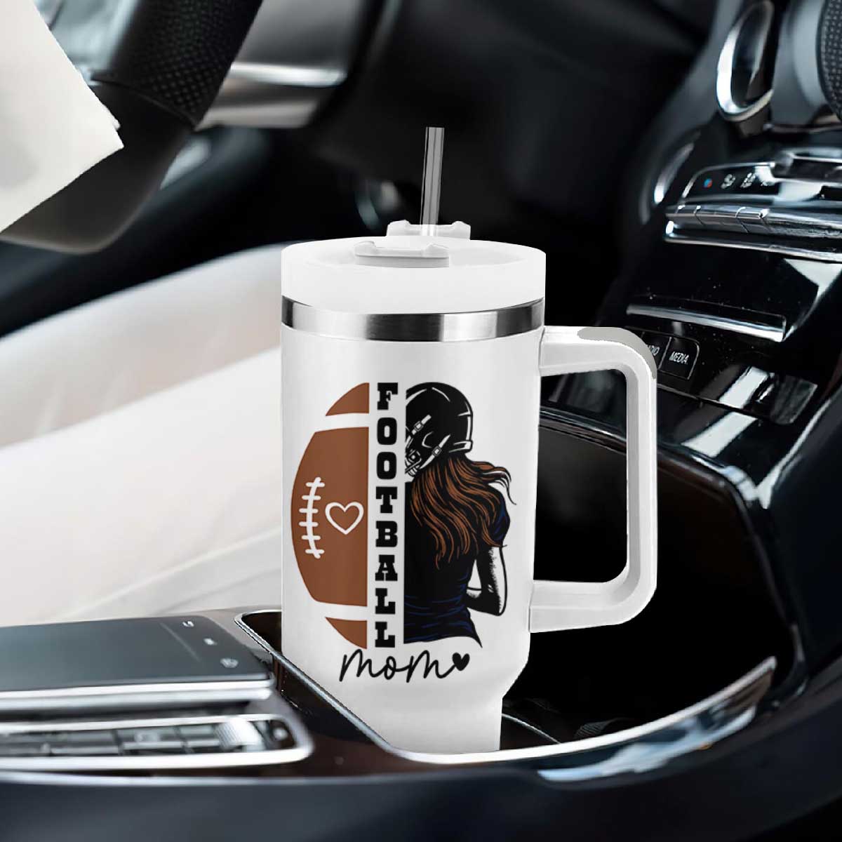 Proud Football Mom Tumbler With Handle Game Day Supporter Gift TS12 Print Your Wear