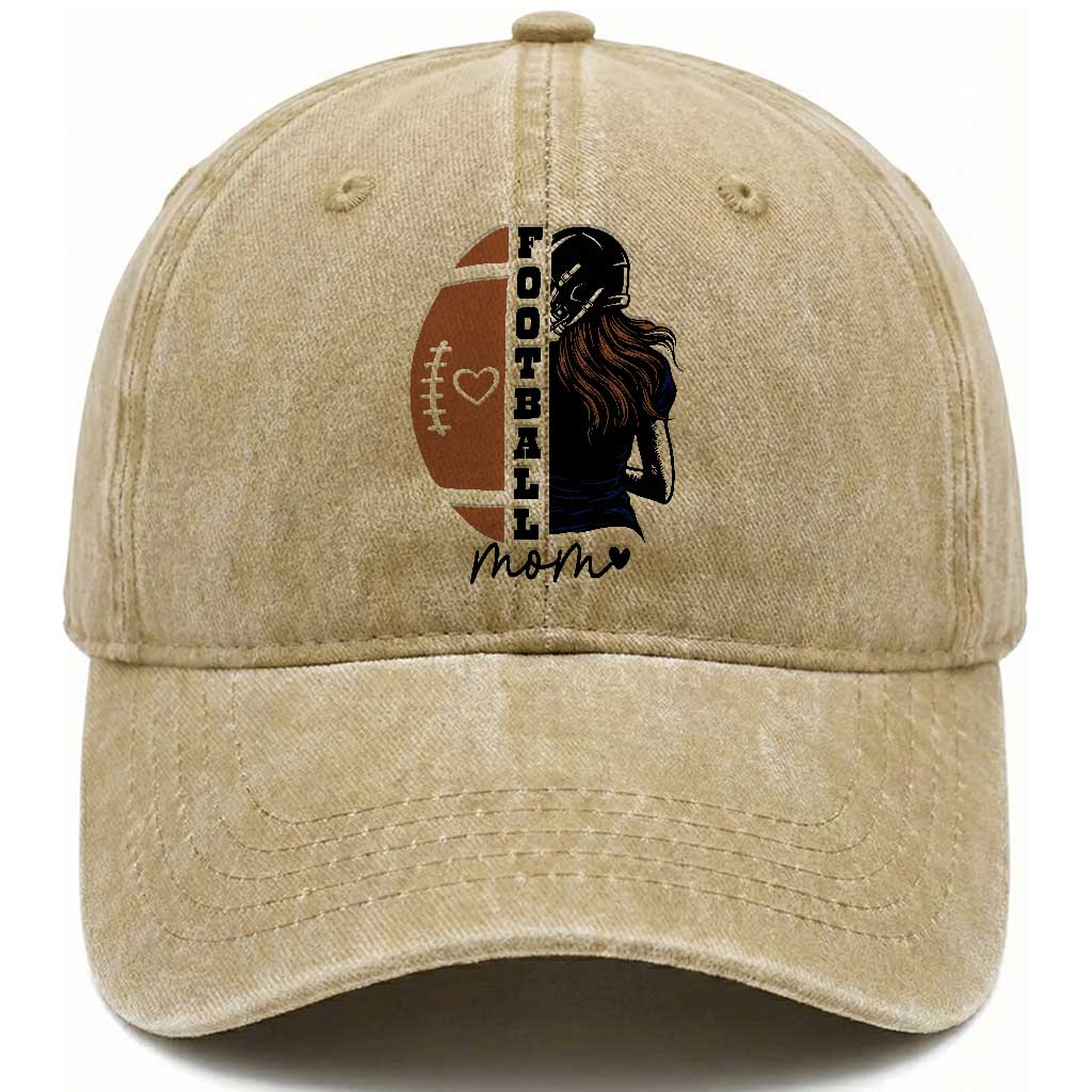 Proud Football Mom Washed Cotton Baseball Cap Game Day Supporter Gift TS12 Print Your Wear