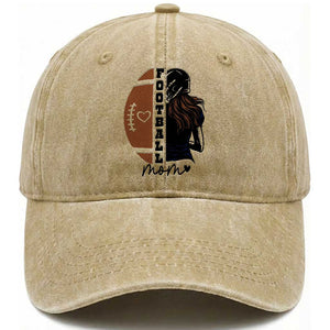 Proud Football Mom Washed Cotton Baseball Cap Game Day Supporter Gift TS12 Print Your Wear