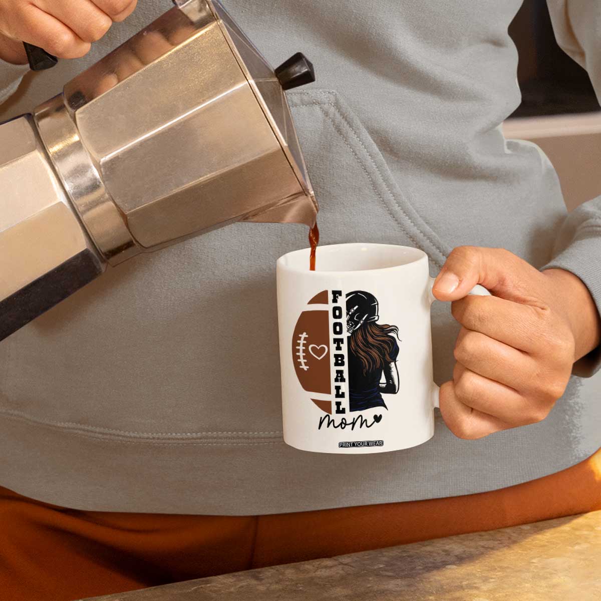 Proud Football Mom Coffee Mug Game Day Supporter Gift TS12 Print Your Wear