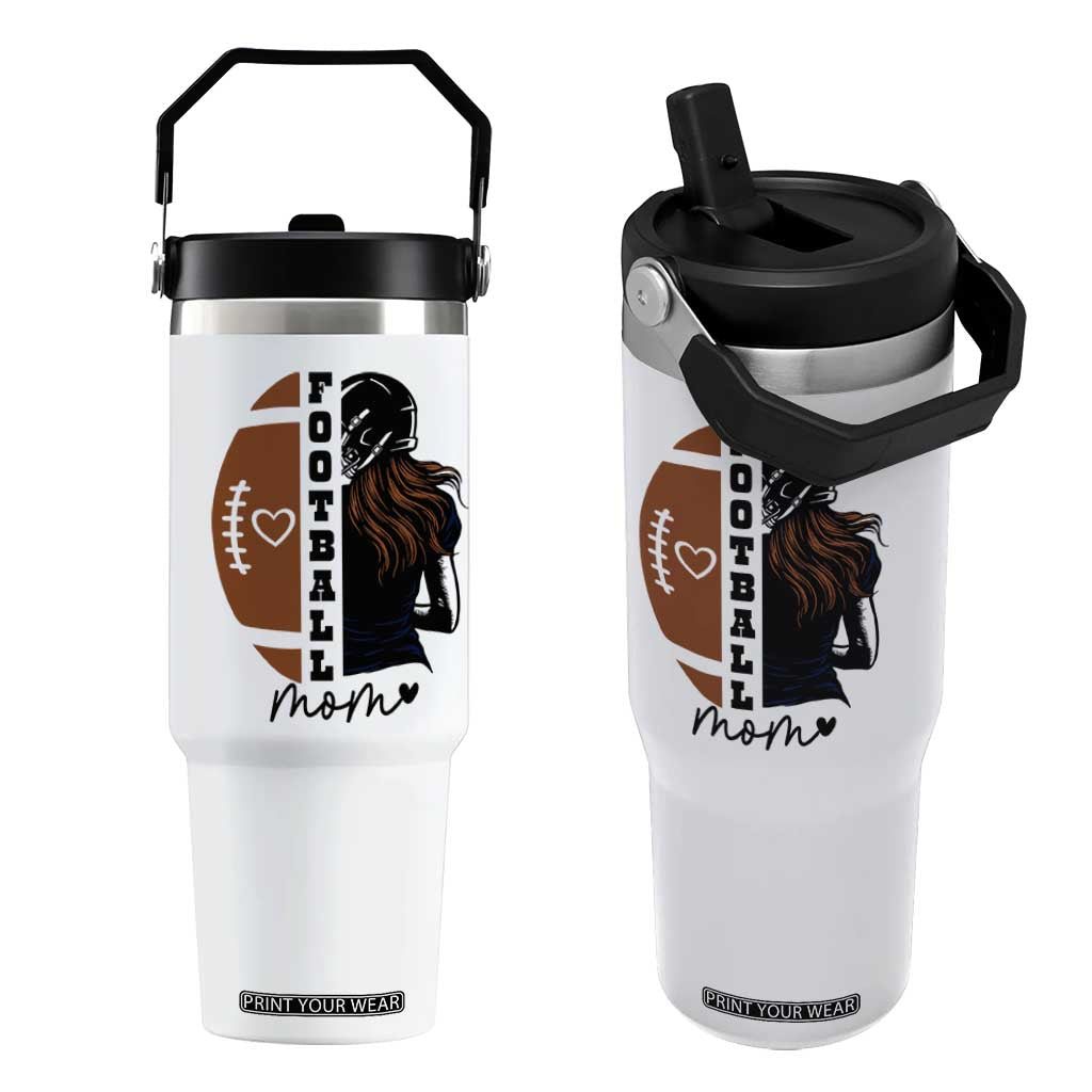 Proud Football Mom Flip Straw Tumbler Game Day Supporter Gift TS12 One Size: 30 oz White Print Your Wear