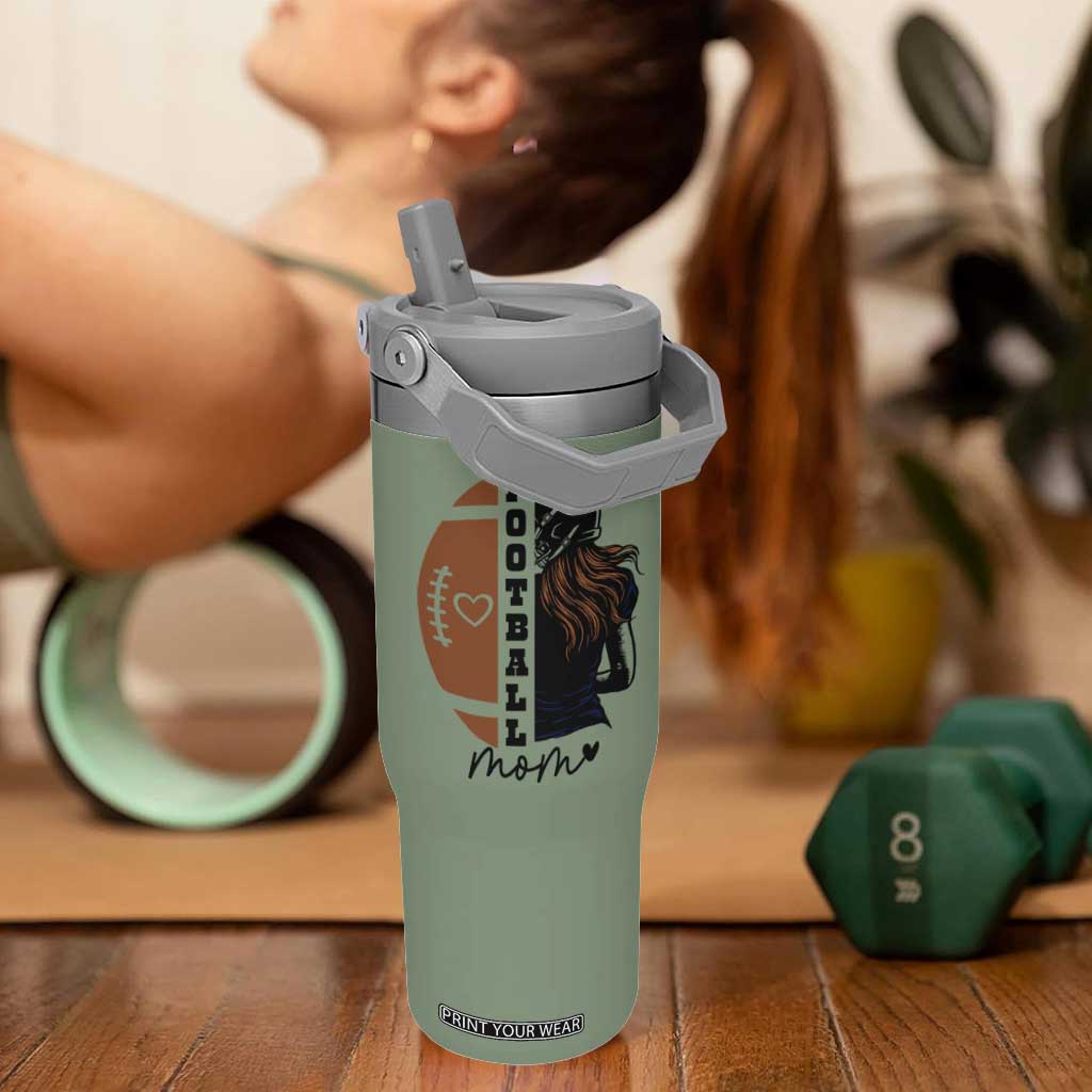 Proud Football Mom Flip Straw Tumbler Game Day Supporter Gift TS12 One Size: 30 oz Moss Green Print Your Wear