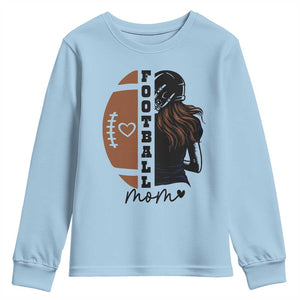 Proud Football Mom Youth Sweatshirt Game Day Supporter Gift TS12 Light Blue Print Your Wear