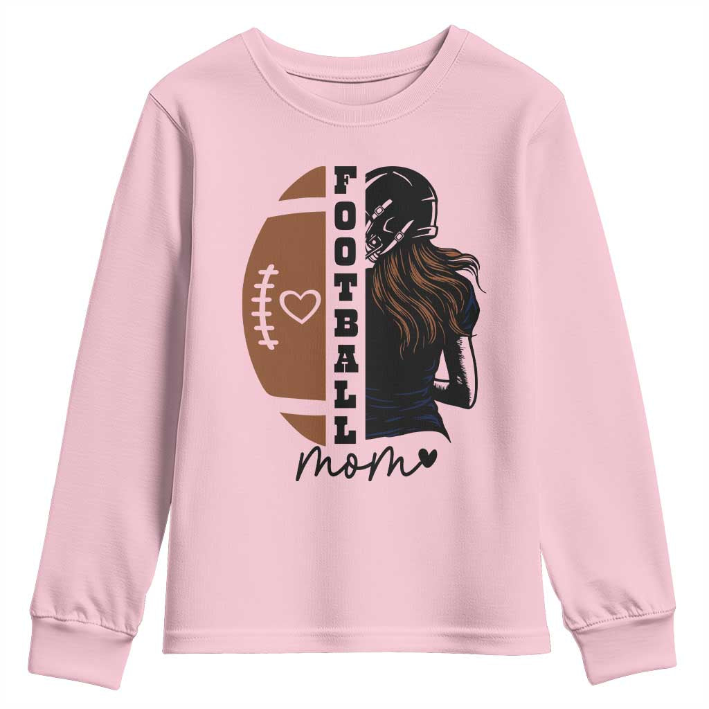 Proud Football Mom Youth Sweatshirt Game Day Supporter Gift TS12 Light Pink Print Your Wear