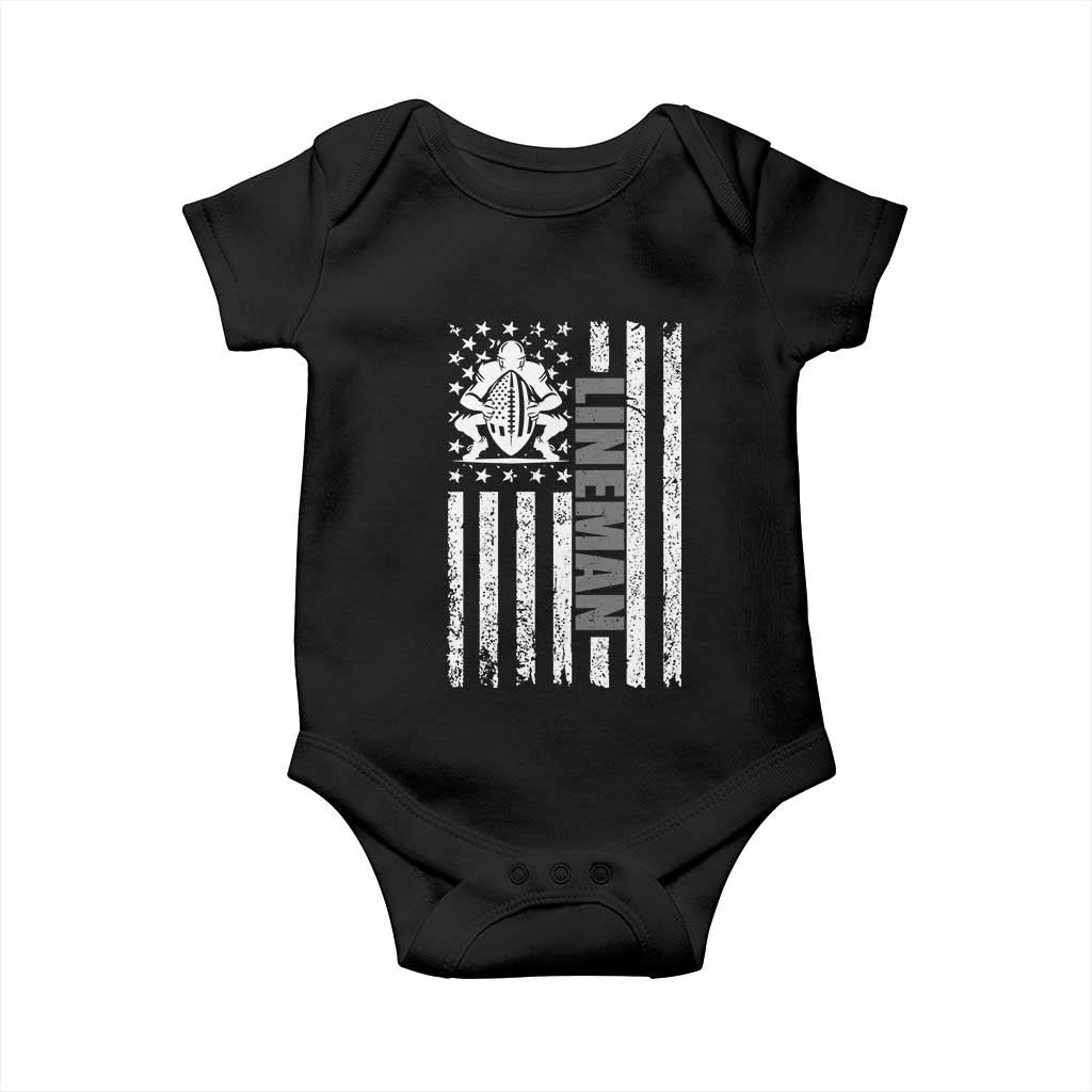 Proud Football Lineman Baby Onesie American Flag Sports Gift TS12 Black Print Your Wear
