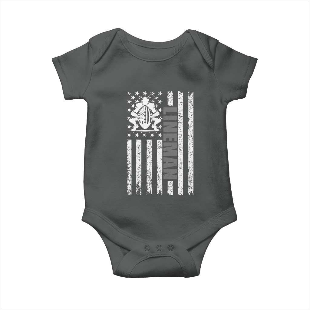 Proud Football Lineman Baby Onesie American Flag Sports Gift TS12 Dark Heather Print Your Wear