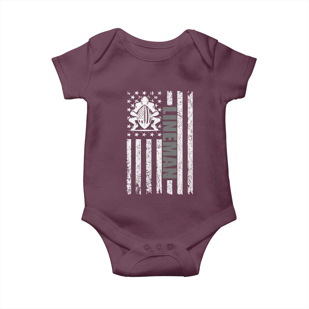 Proud Football Lineman Baby Onesie American Flag Sports Gift TS12 Maroon Print Your Wear
