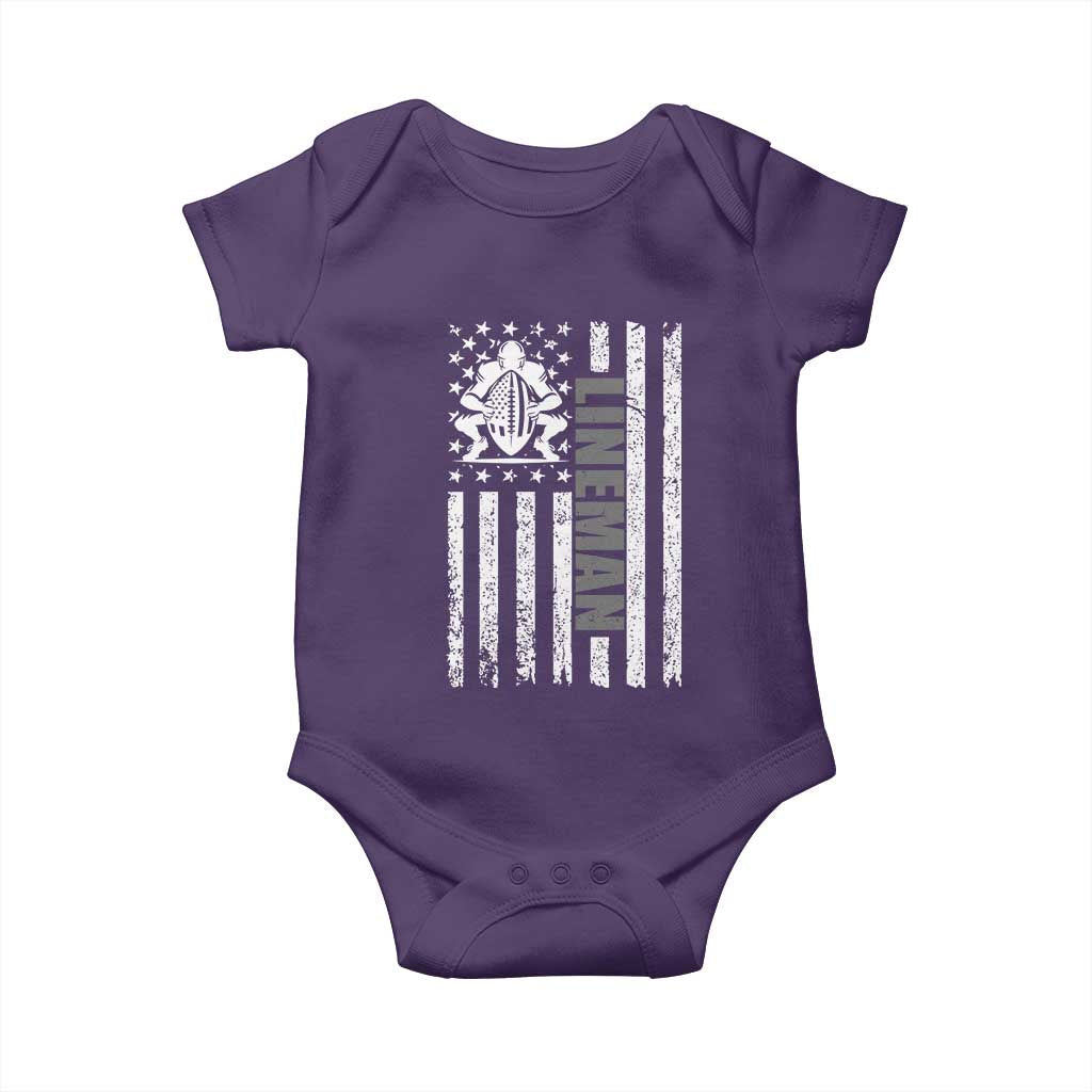 Proud Football Lineman Baby Onesie American Flag Sports Gift TS12 Purple Print Your Wear