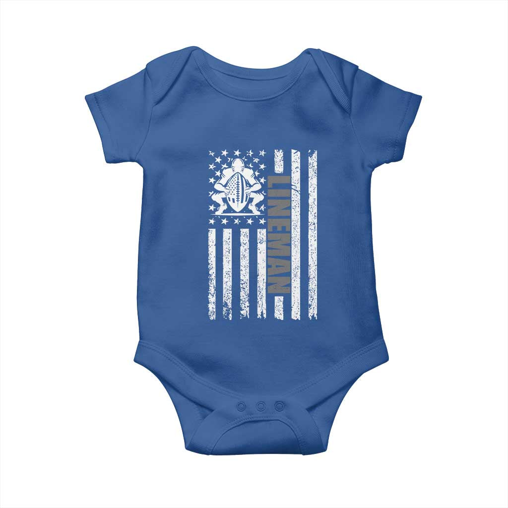 Proud Football Lineman Baby Onesie American Flag Sports Gift TS12 Royal Blue Print Your Wear