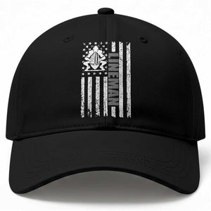 Proud Football Lineman Baseball Cap American Flag Sports Gift TS12 Print Your Wear