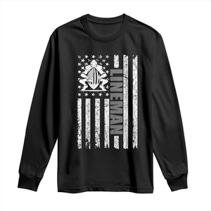 Proud Football Lineman Long Sleeve Shirt American Flag Sports Gift TS12 Black Print Your Wear