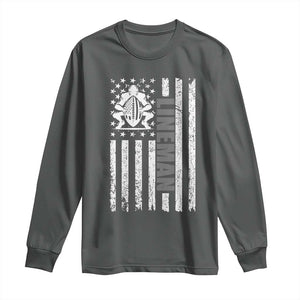 Proud Football Lineman Long Sleeve Shirt American Flag Sports Gift TS12 Dark Heather Print Your Wear