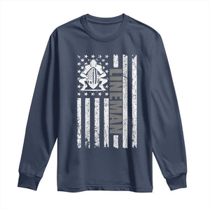 Proud Football Lineman Long Sleeve Shirt American Flag Sports Gift TS12 Navy Print Your Wear