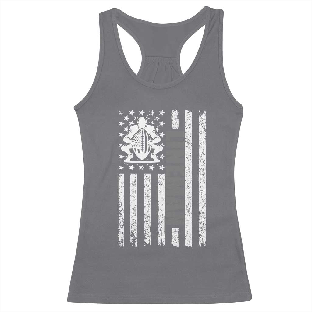 Proud Football Lineman Racerback Tank Top American Flag Sports Gift TS12 Charcoal Print Your Wear