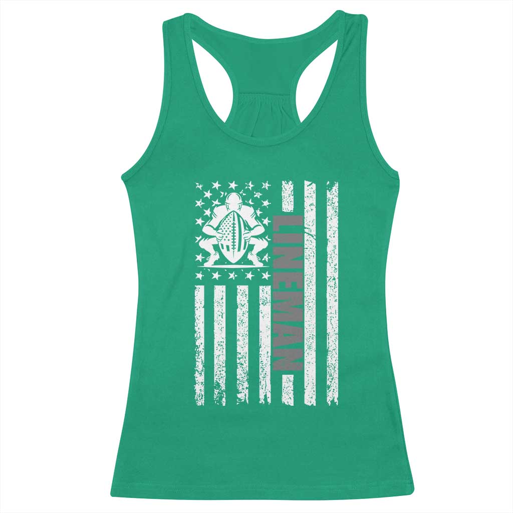 Proud Football Lineman Racerback Tank Top American Flag Sports Gift TS12 Irish Green Print Your Wear