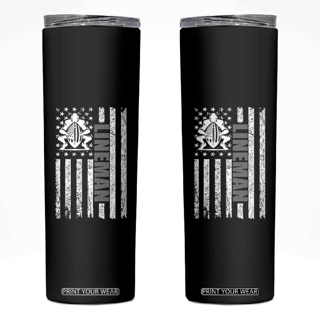Proud Football Lineman Skinny Tumbler American Flag Sports Gift TS12 Black Print Your Wear