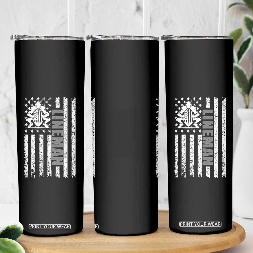 Proud Football Lineman Skinny Tumbler American Flag Sports Gift TS12 Print Your Wear