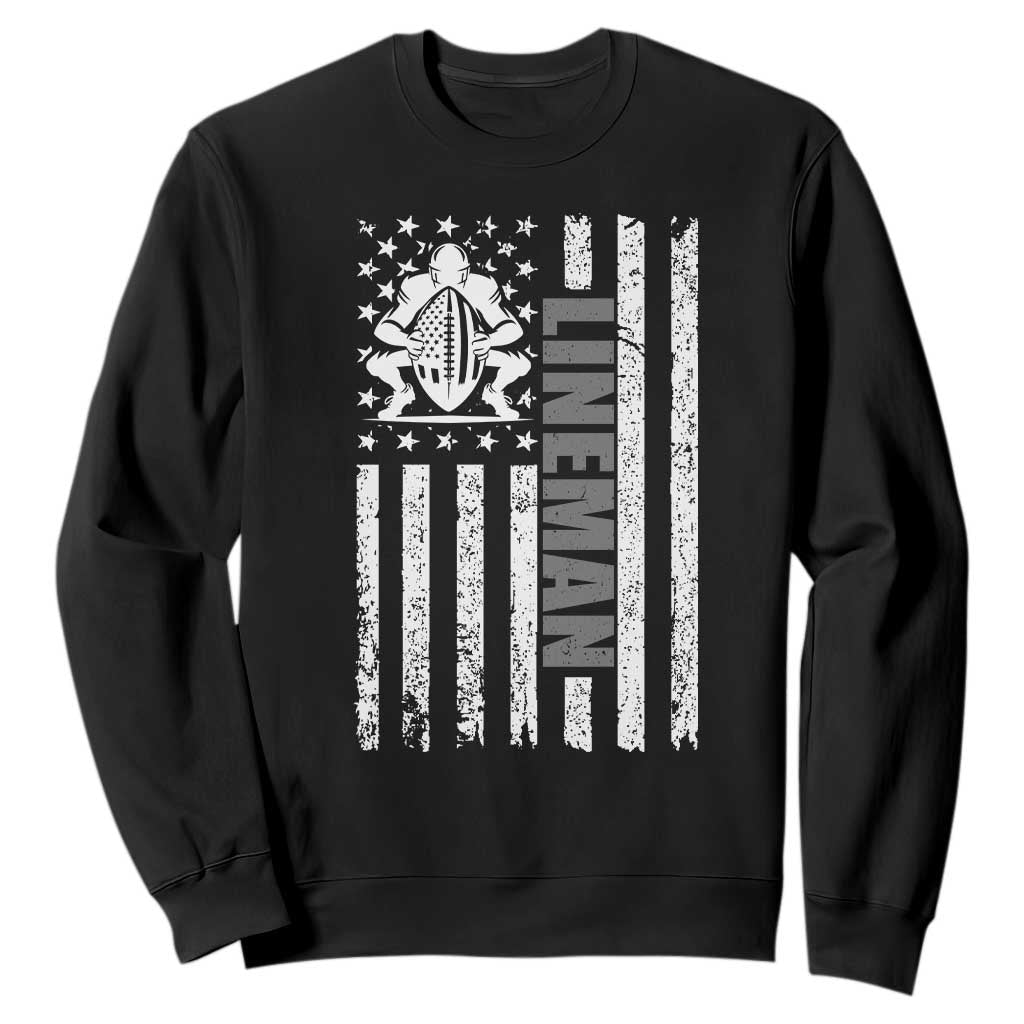 Proud Football Lineman Sweatshirt American Flag Sports Gift TS12 Black Print Your Wear