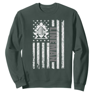 Proud Football Lineman Sweatshirt American Flag Sports Gift TS12 Dark Forest Green Print Your Wear