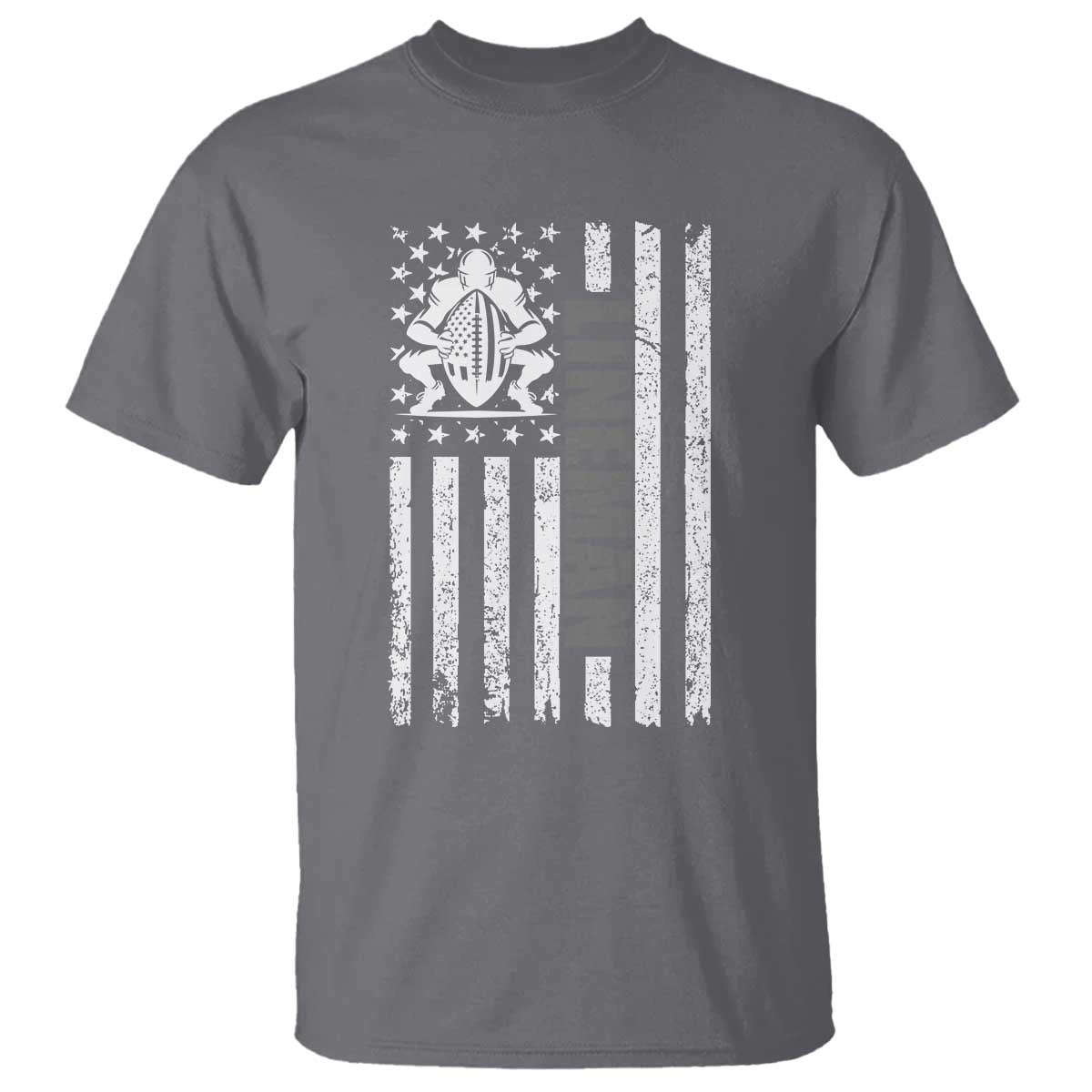 Proud Football Lineman T Shirt American Flag Sports Gift TS12 Charcoal Print Your Wear