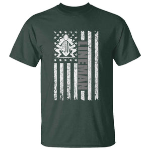 Proud Football Lineman T Shirt American Flag Sports Gift TS12 Dark Forest Green Print Your Wear