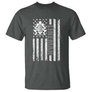 Proud Football Lineman T Shirt American Flag Sports Gift TS12 Dark Heather Print Your Wear