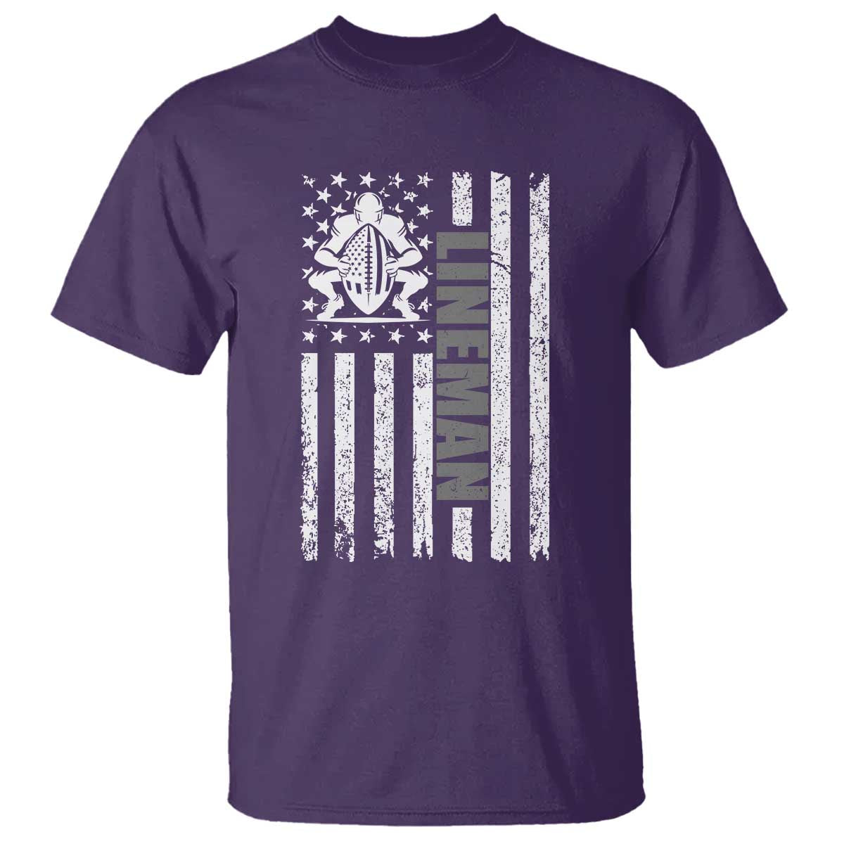 Proud Football Lineman T Shirt American Flag Sports Gift TS12 Purple Print Your Wear