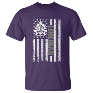 Proud Football Lineman T Shirt American Flag Sports Gift TS12 Purple Print Your Wear