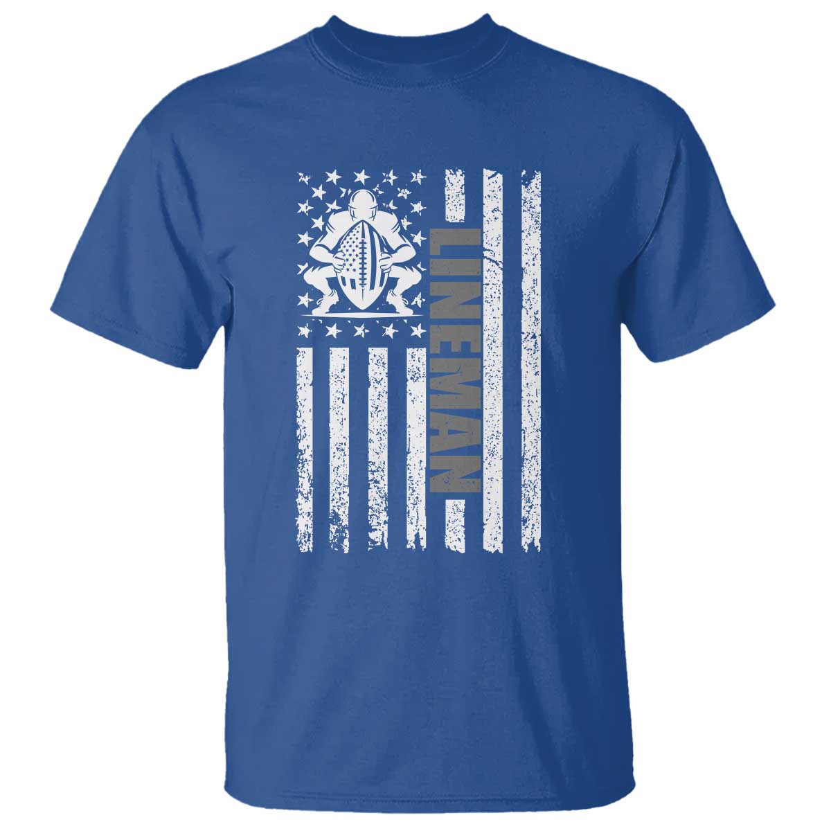 Proud Football Lineman T Shirt American Flag Sports Gift TS12 Royal Blue Print Your Wear
