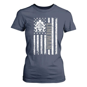 Proud Football Lineman T Shirt For Women American Flag Sports Gift TS12 Navy Print Your Wear