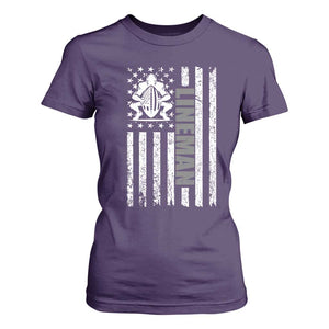 Proud Football Lineman T Shirt For Women American Flag Sports Gift TS12 Purple Print Your Wear