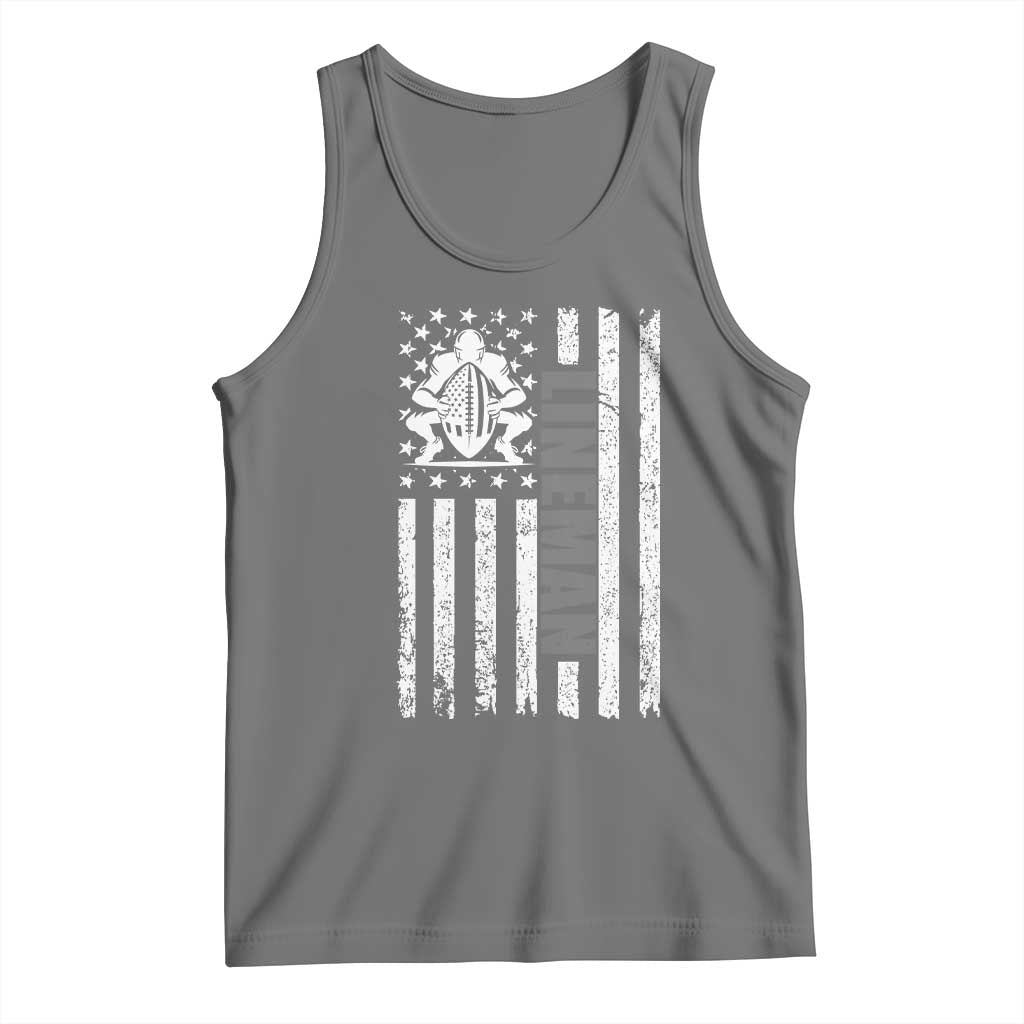 Proud Football Lineman Tank Top American Flag Sports Gift TS12 Black Heather Print Your Wear