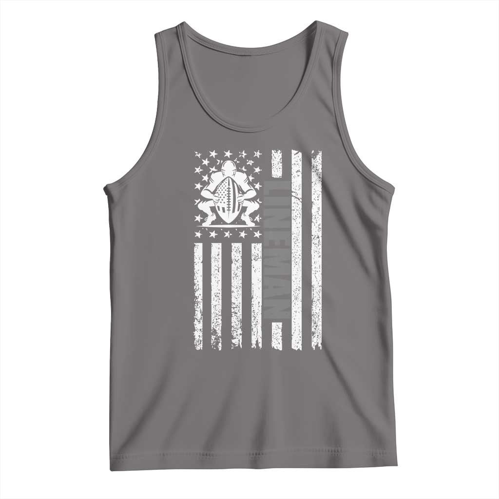 Proud Football Lineman Tank Top American Flag Sports Gift TS12 Deep Heather Print Your Wear