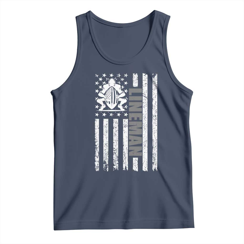 Proud Football Lineman Tank Top American Flag Sports Gift TS12 Navy Print Your Wear