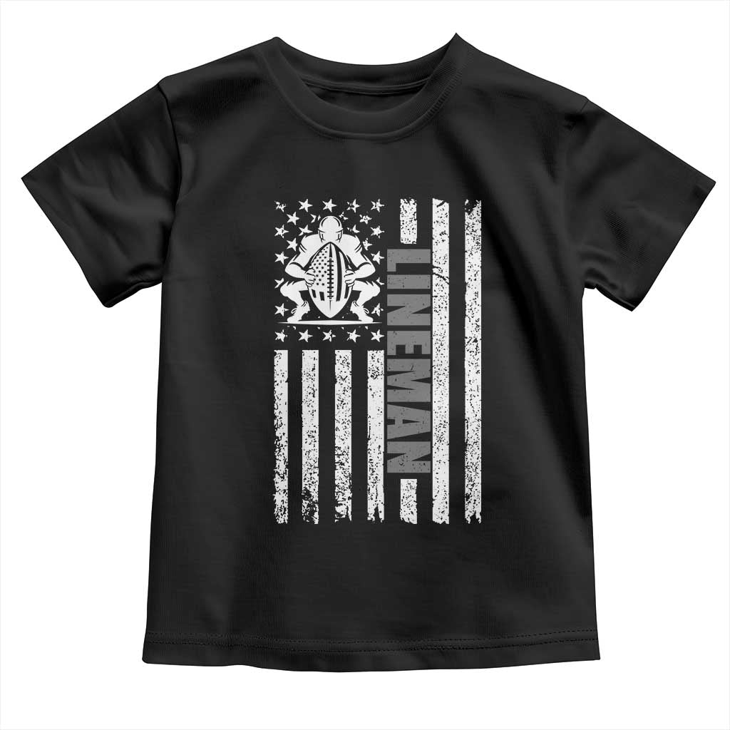 Proud Football Lineman Toddler T Shirt American Flag Sports Gift TS12 Black Print Your Wear