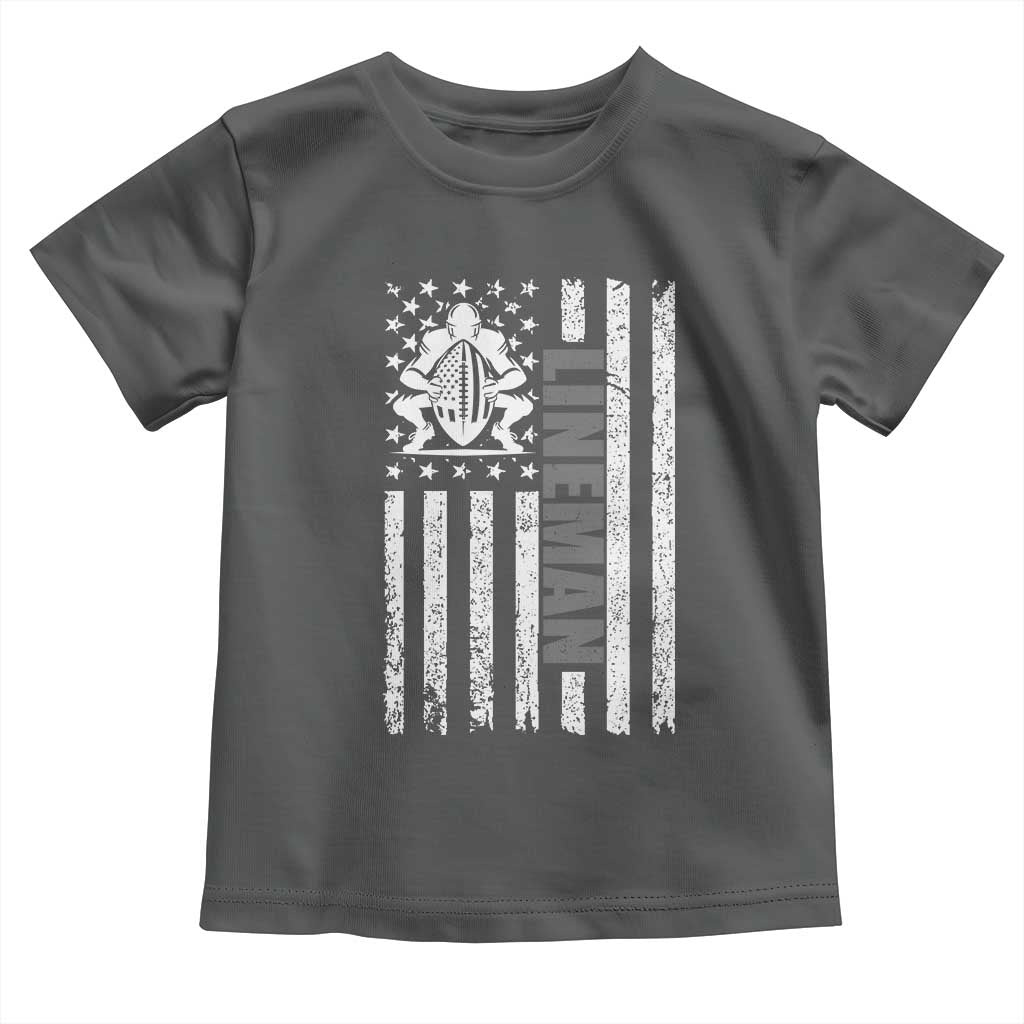 Proud Football Lineman Toddler T Shirt American Flag Sports Gift TS12 Dark Heather Print Your Wear