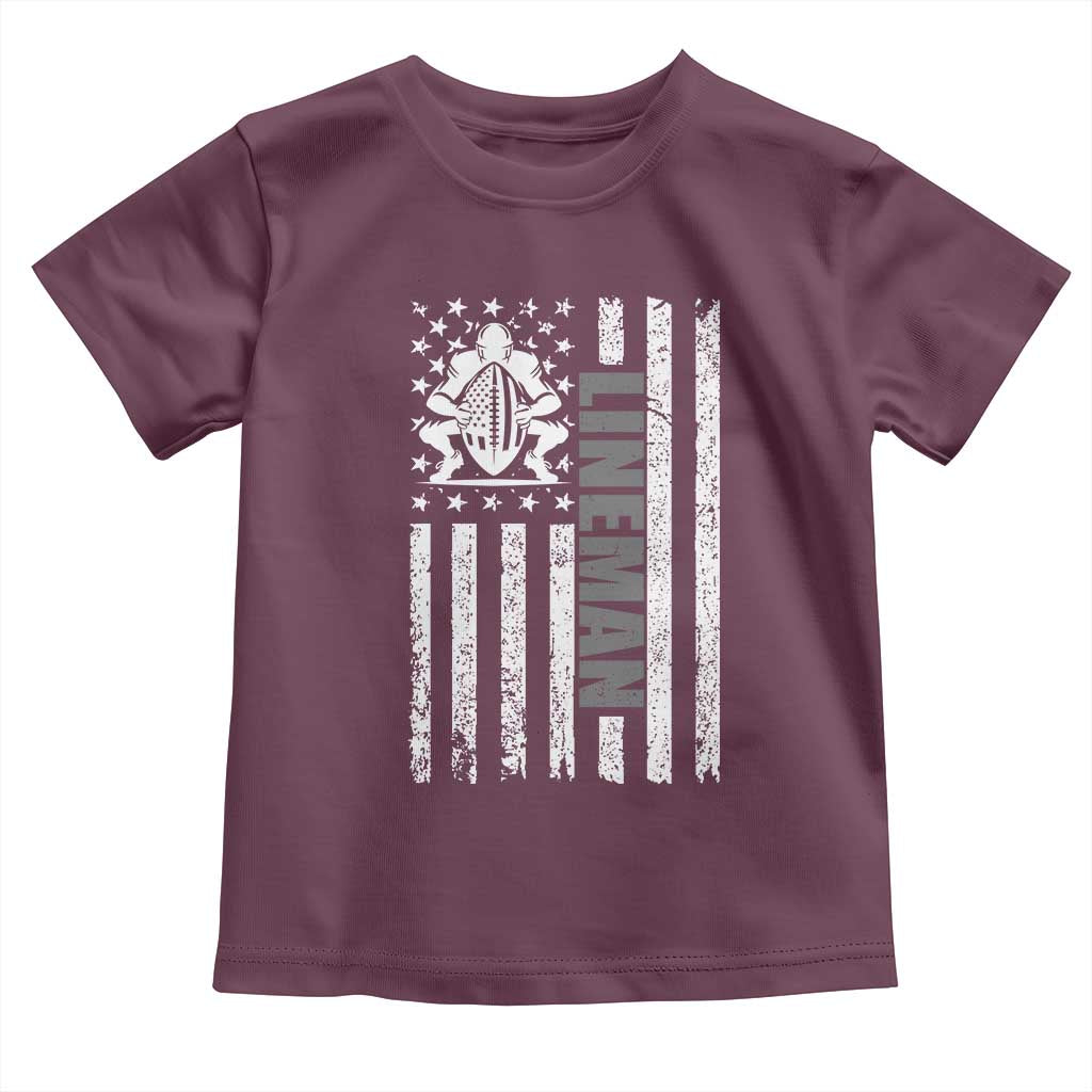 Proud Football Lineman Toddler T Shirt American Flag Sports Gift TS12 Maroon Print Your Wear